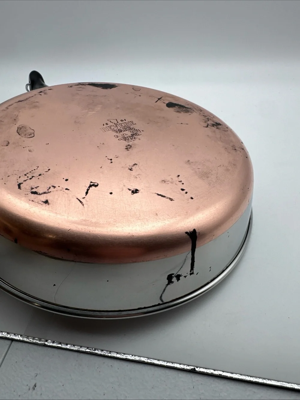 Vintage Revere Ware 9” & 10” Skillet Copper Bottom Clinton USA 9” w/ Lid